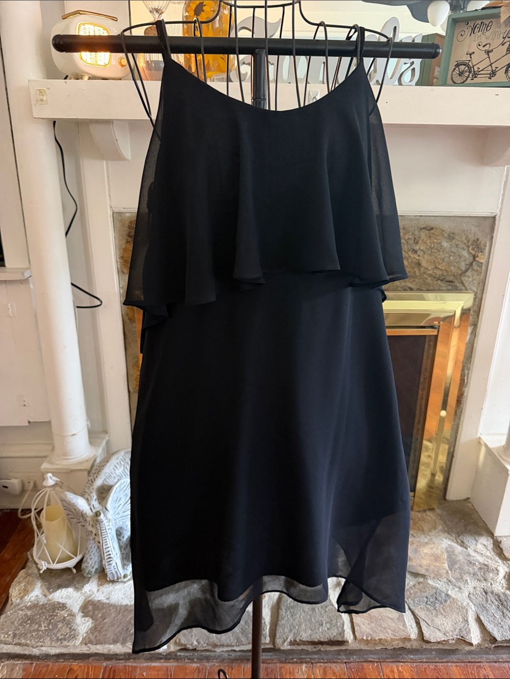 BCBGeneration Black Layered Chiffon Mini Dress